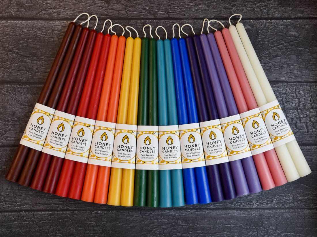 Enviro-dyes in our Colored Beeswax Candles