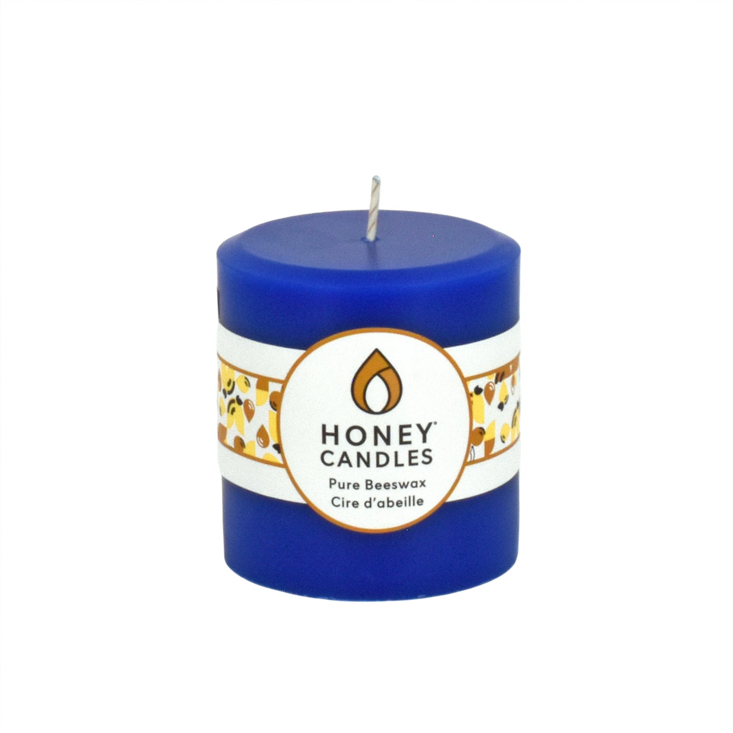 Round Blue Beeswax Pillar Candle