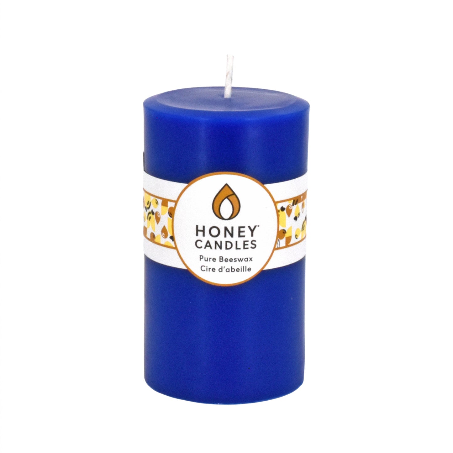 Round Blue Beeswax Pillar Candle