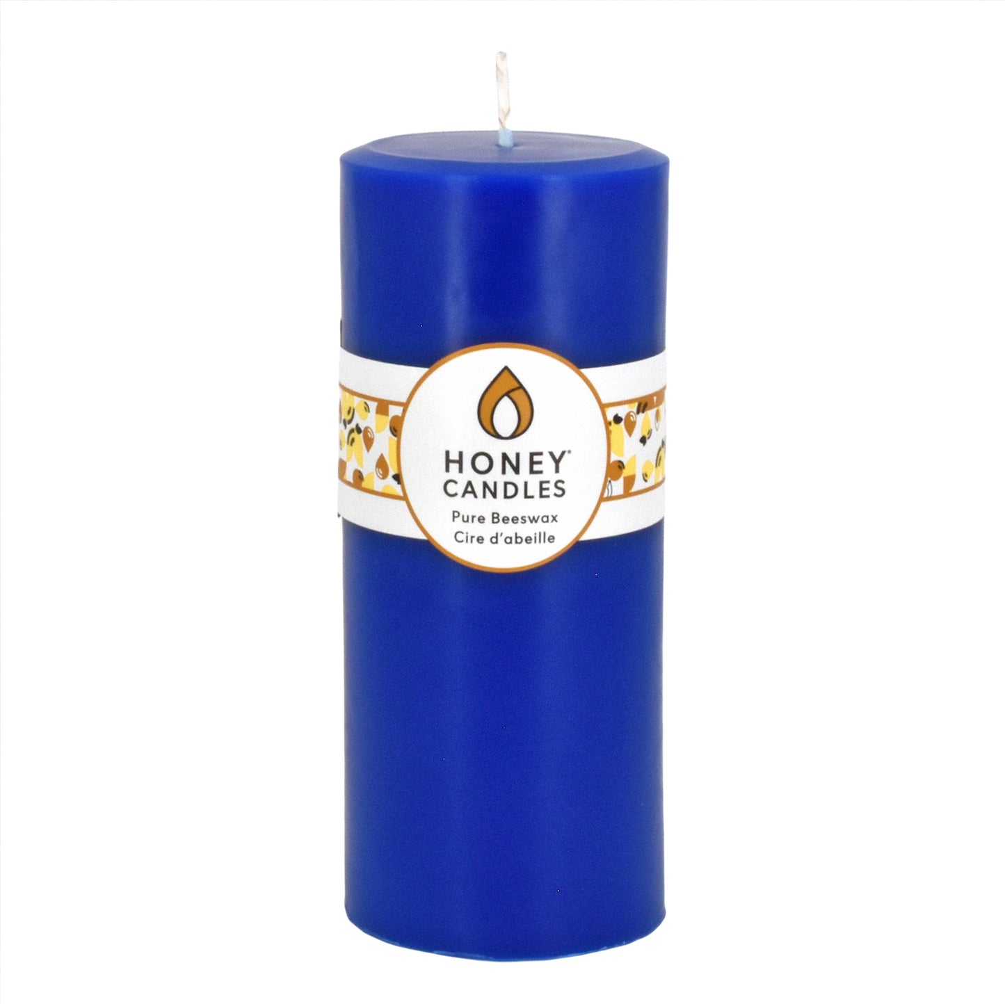 Round Blue Beeswax Pillar Candle