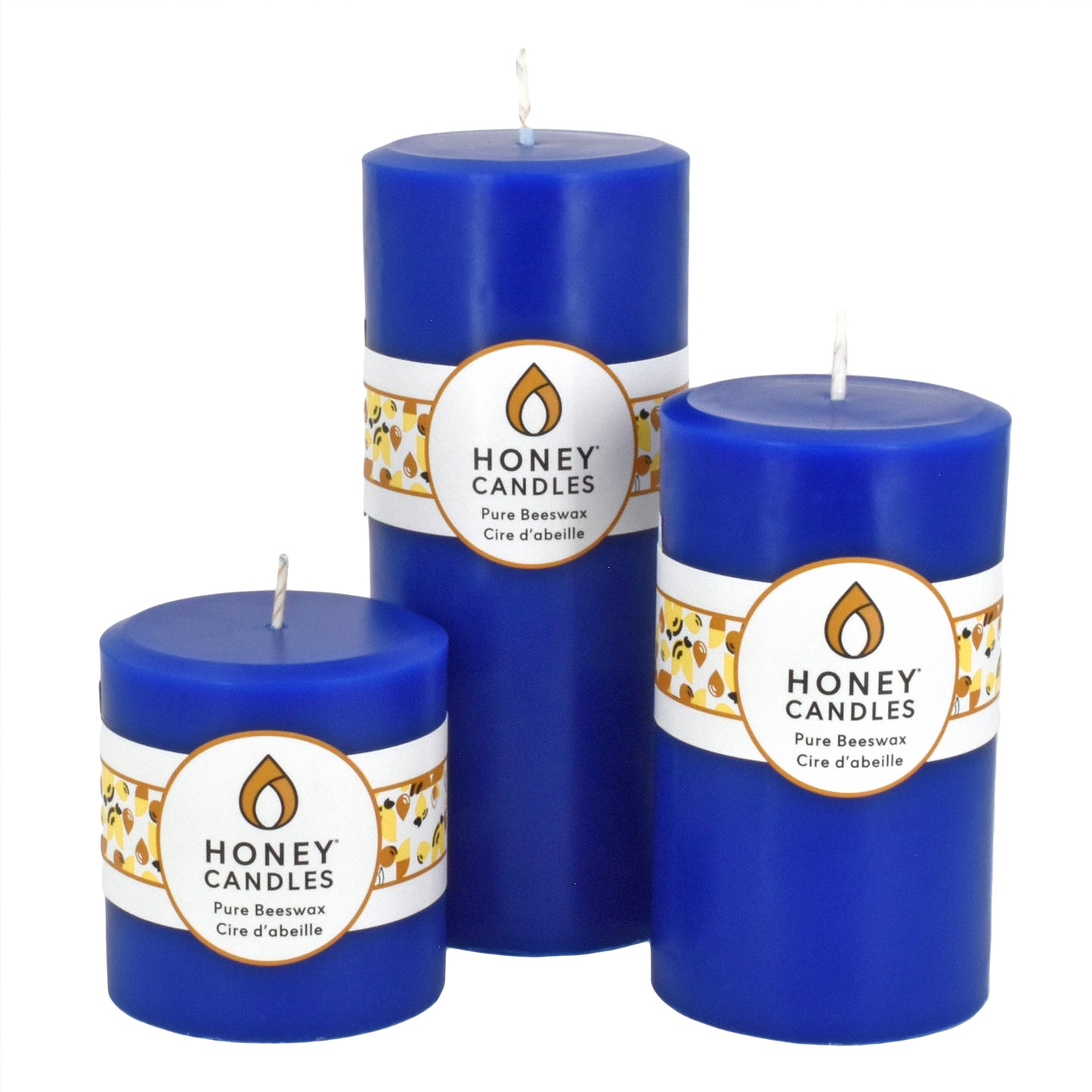 Round Blue Beeswax Pillar Candle