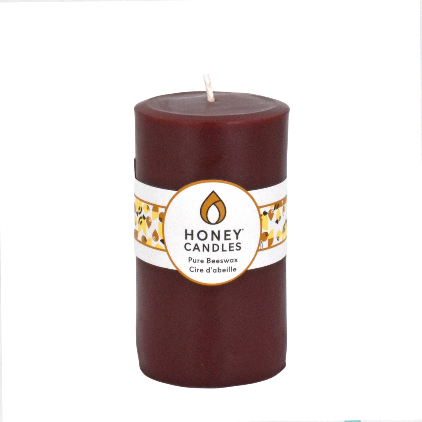 Round Dark Brown Beeswax Pillar Candle