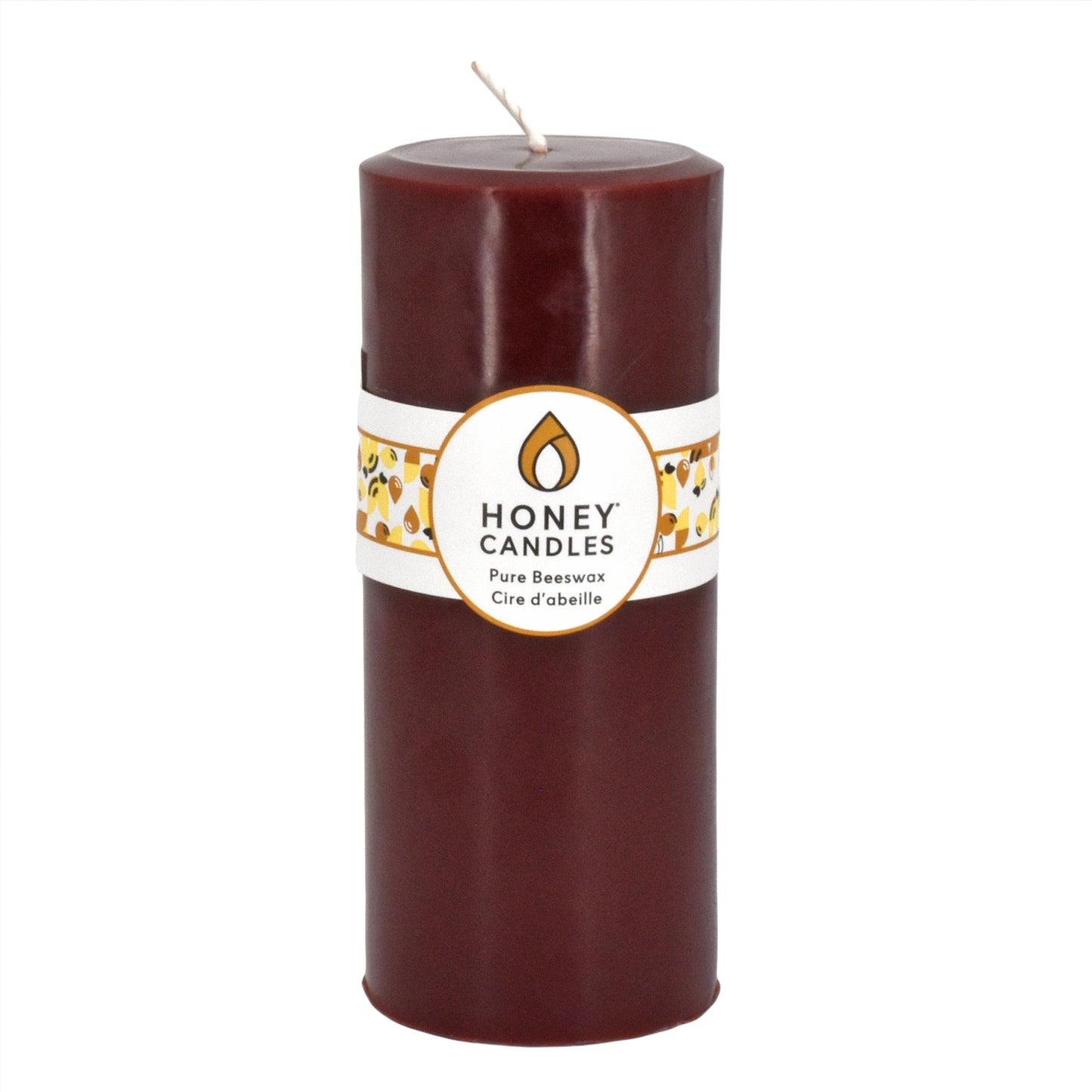 Round Dark Brown Beeswax Pillar Candle