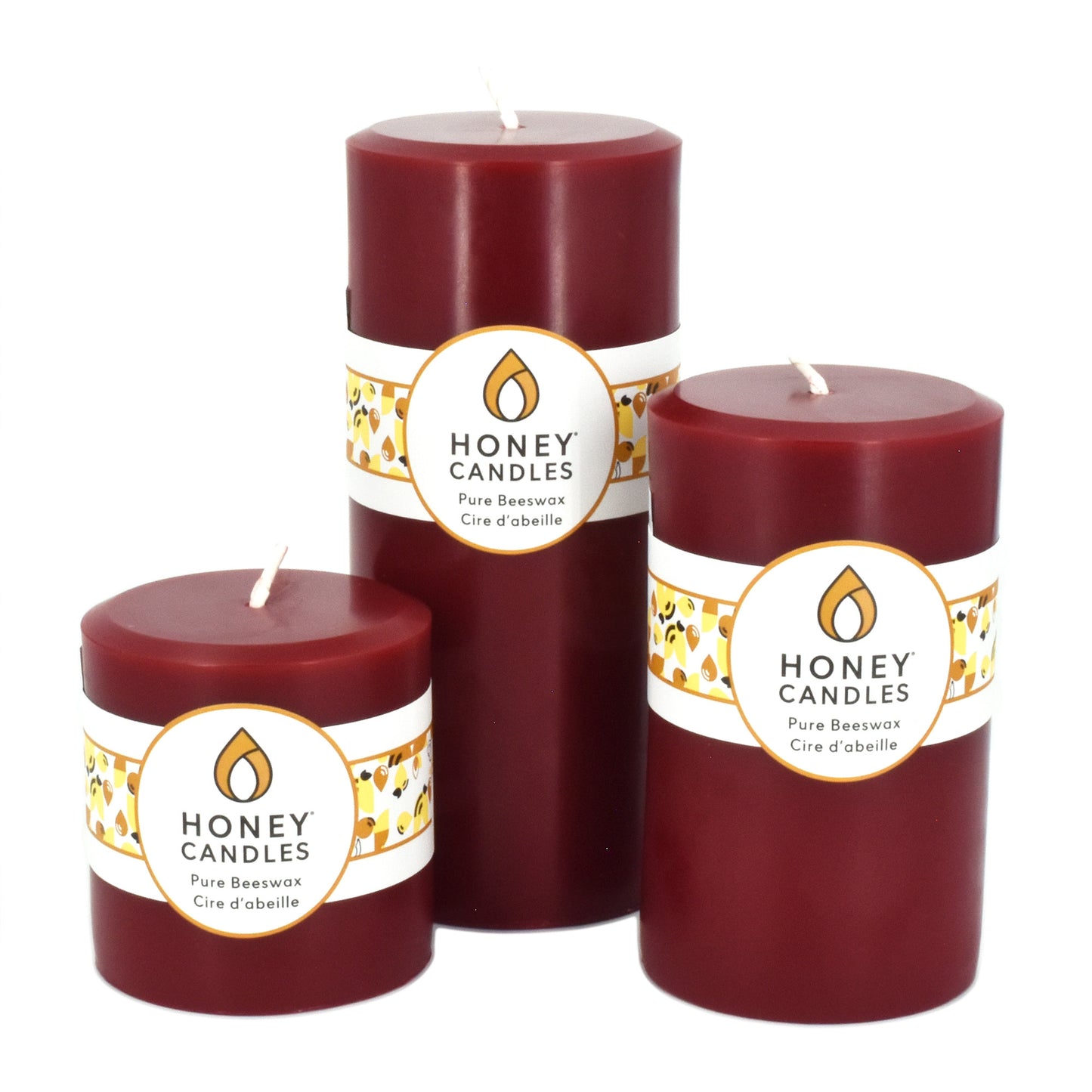 Round Burgundy Beeswax Pillar Candle