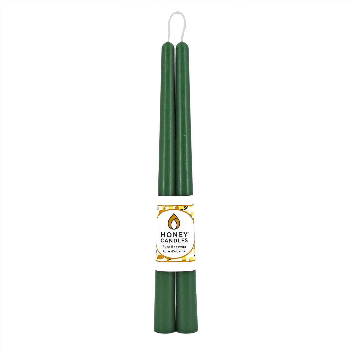 Pair of 12 Inch Forest Green Beeswax Taper Candles