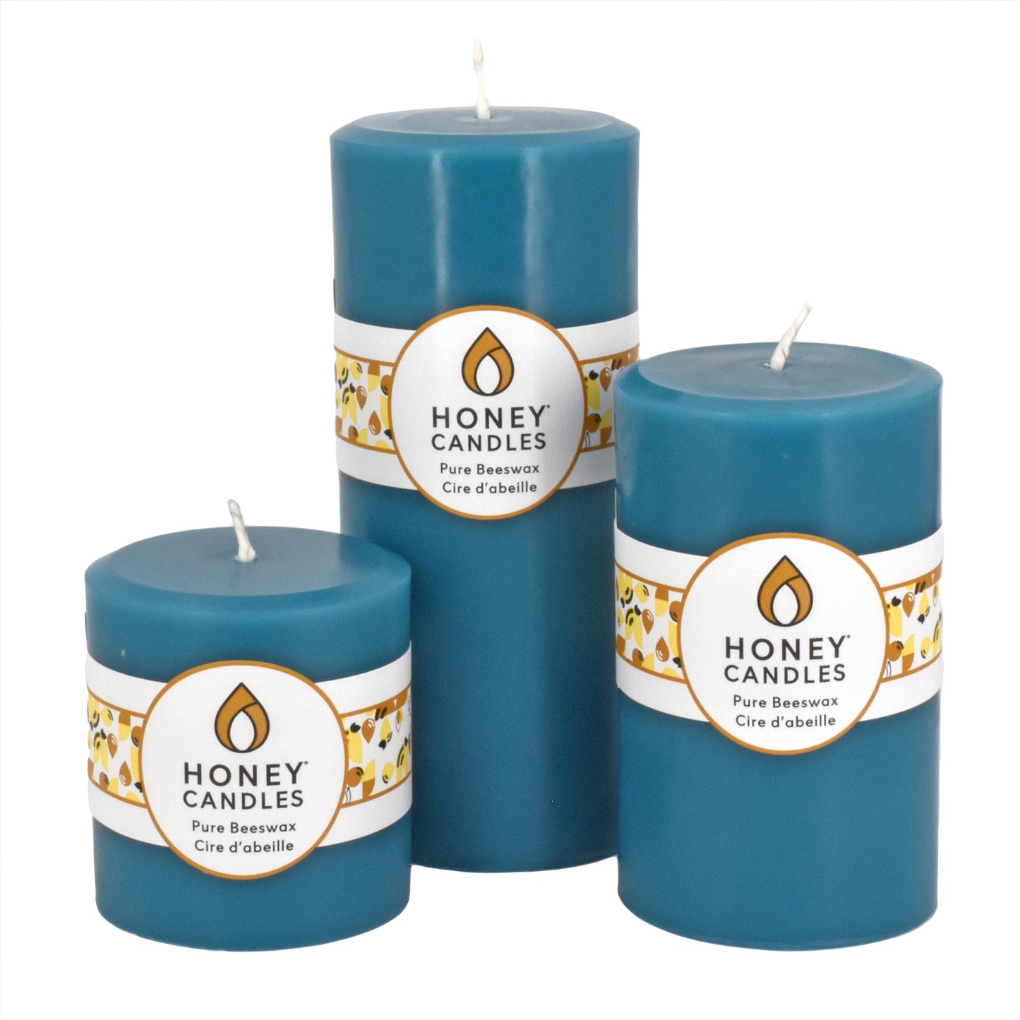 Round Glacier Teal Beeswax Pillar Candle