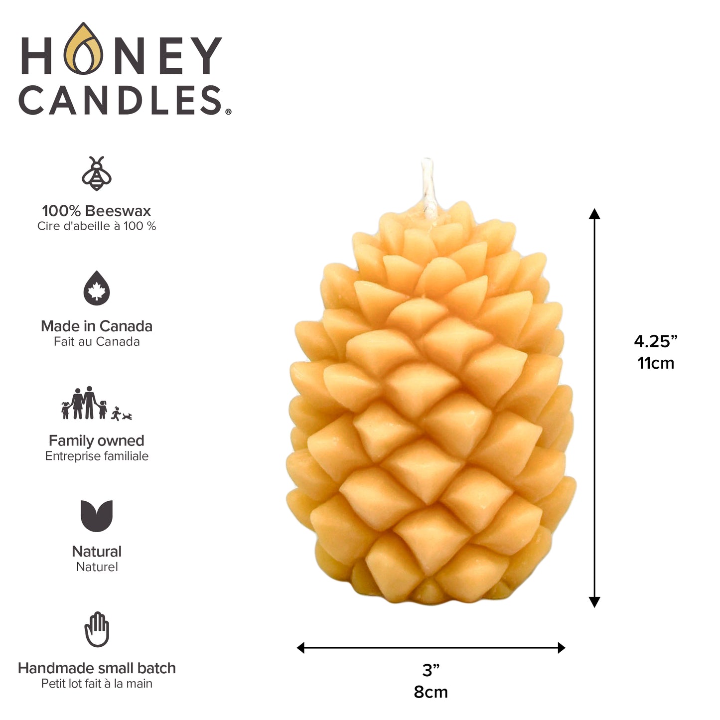 Natural Beeswax Ponderosa Pine Cone Candle