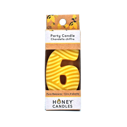 Number 6 Natural Beeswax Party Candle