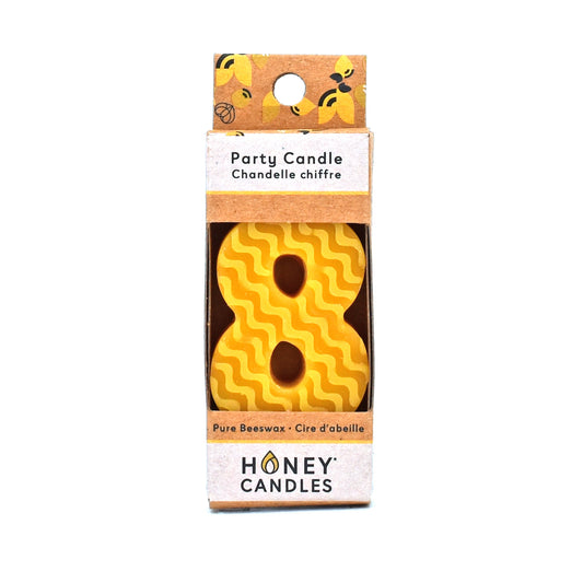 Number 8 Natural Beeswax Party Candle
