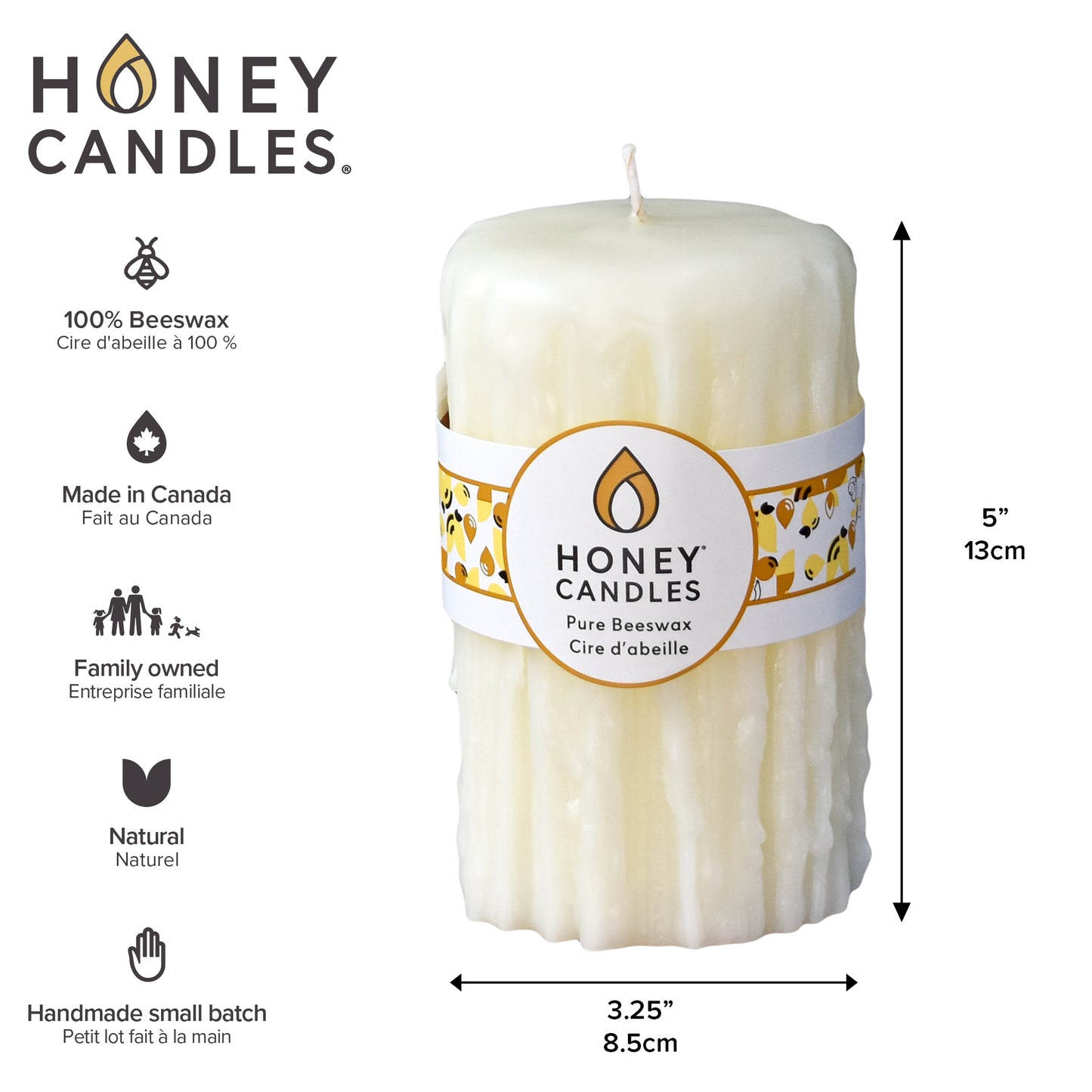 Pearl Beeswax Heritage Drip Pillar Candle