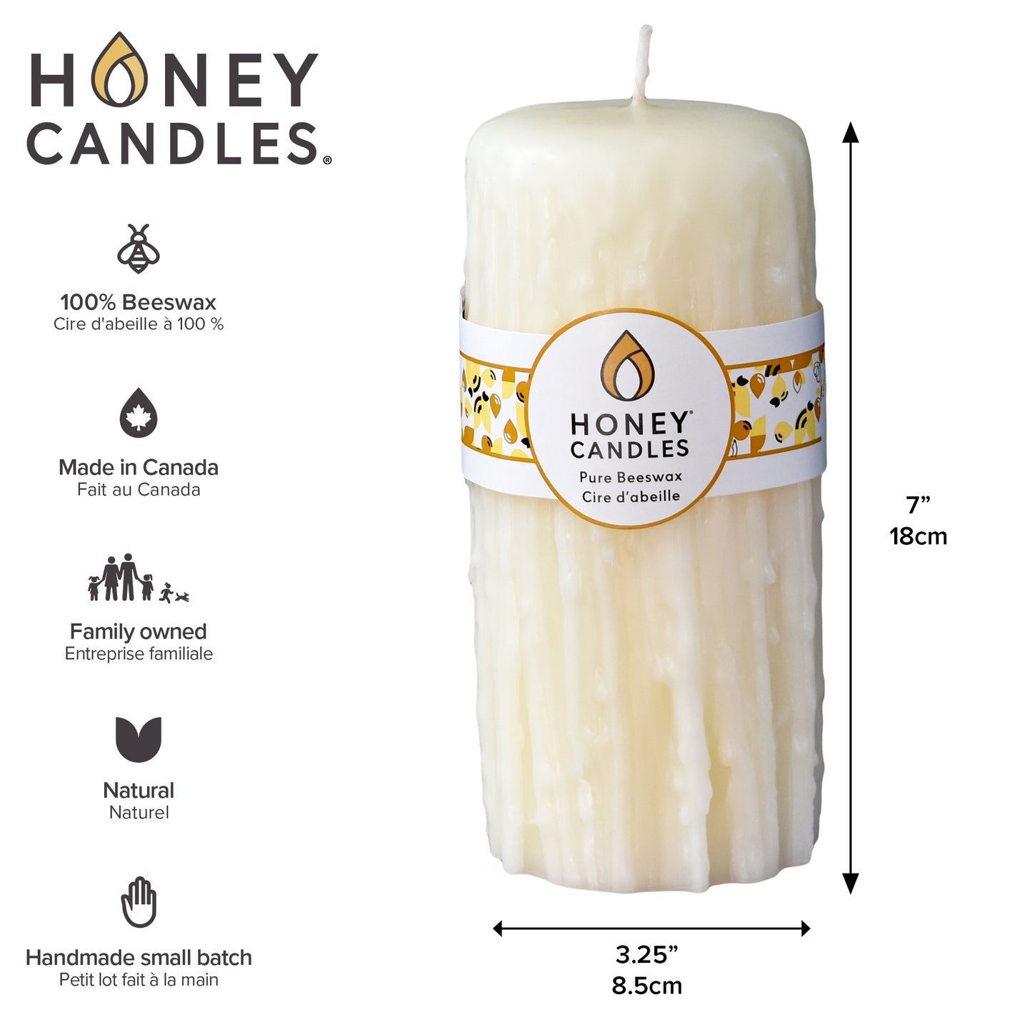 Pearl Beeswax Heritage Drip Pillar Candle