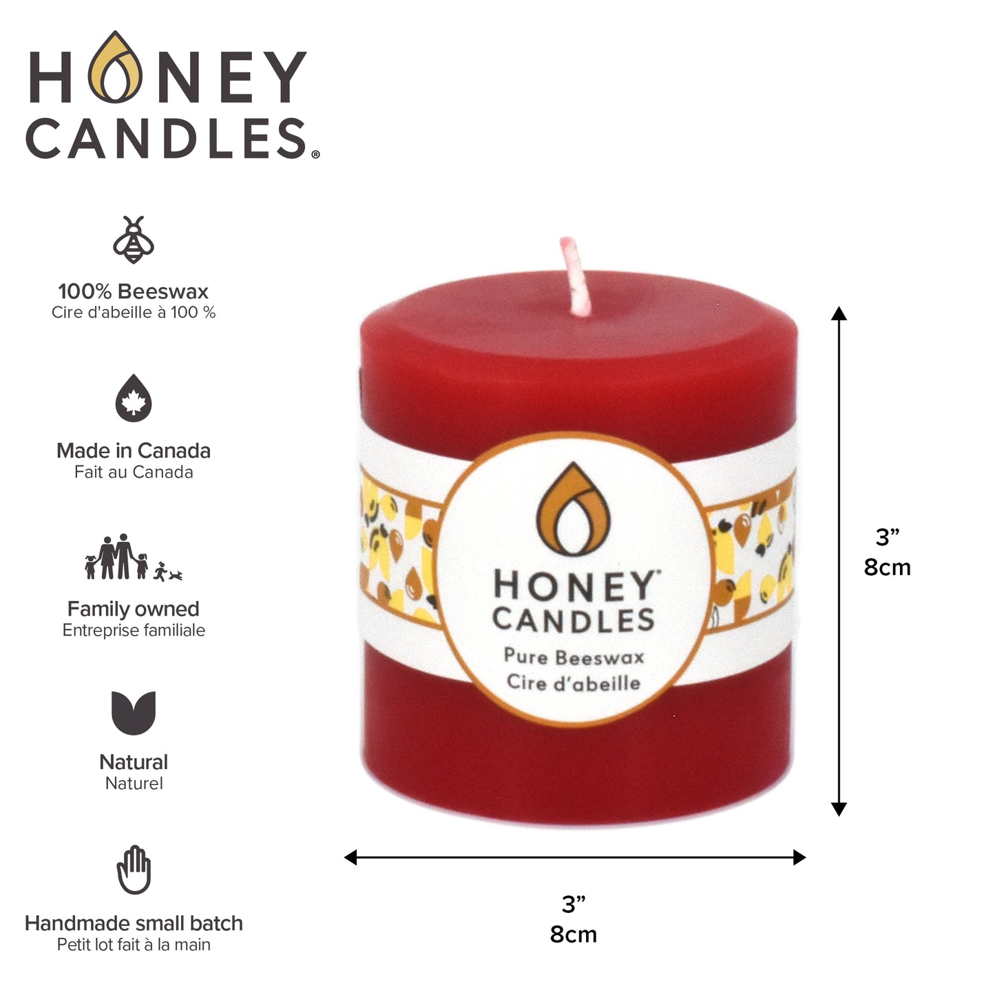 Round Red Beeswax Pillar Candle