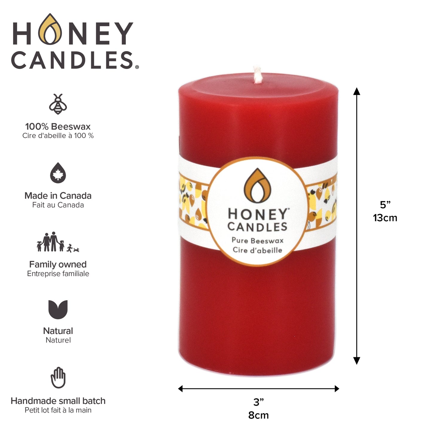 Round Red Beeswax Pillar Candle