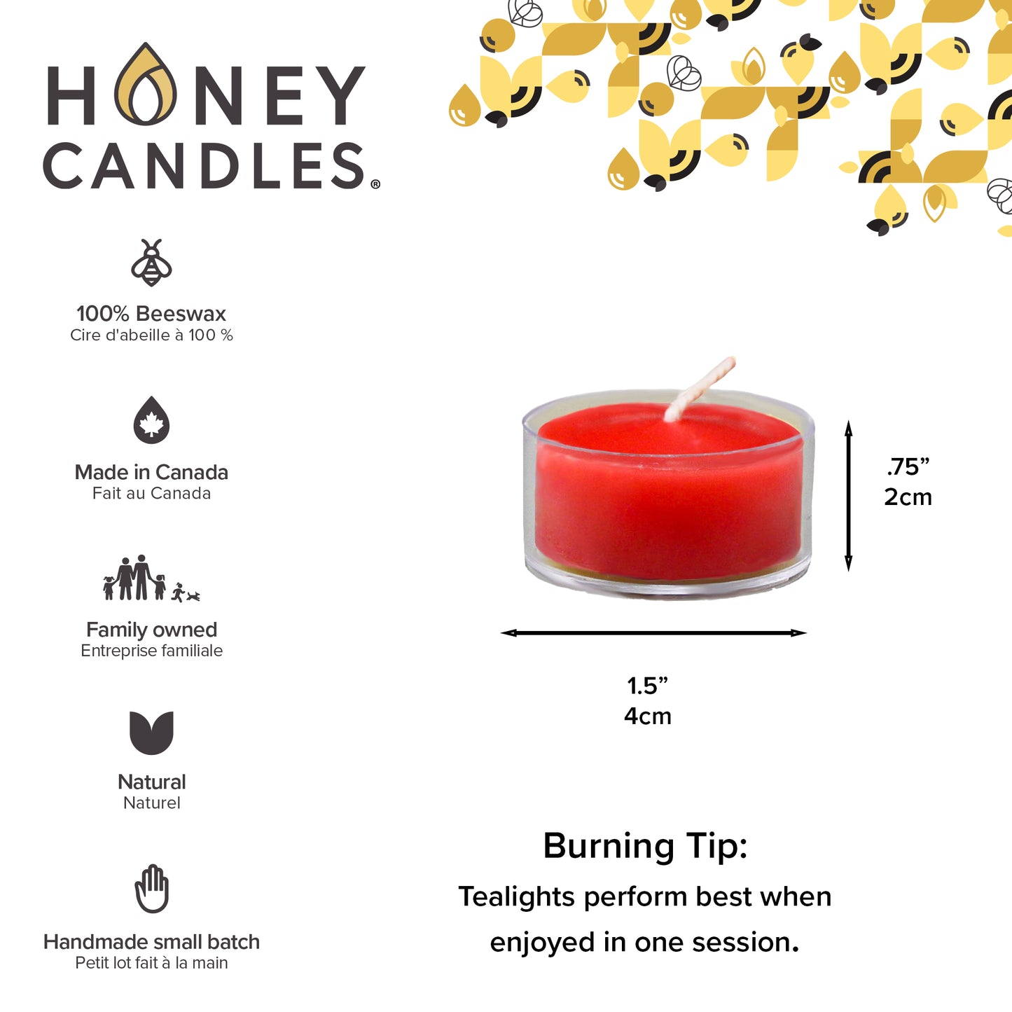 Red Beeswax Tealight Candle - Clear Cup