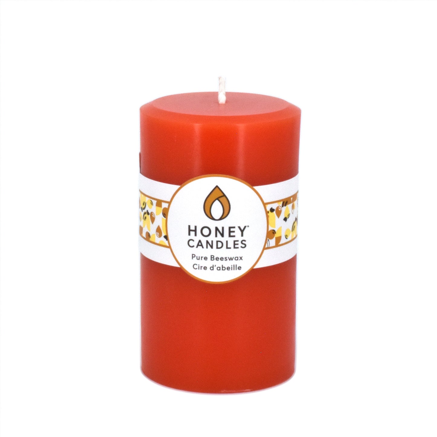 Round Tangerine Beeswax Pillar Candle