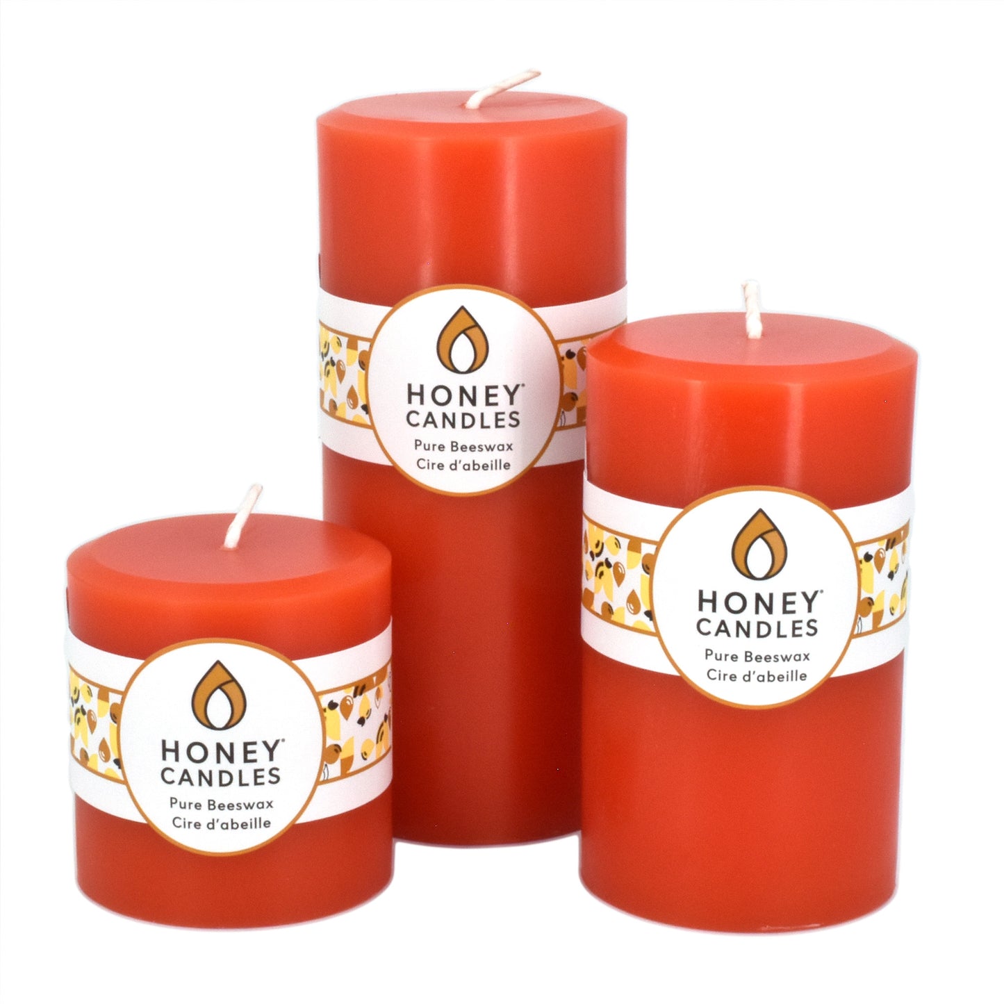 Round Tangerine Beeswax Pillar Candle