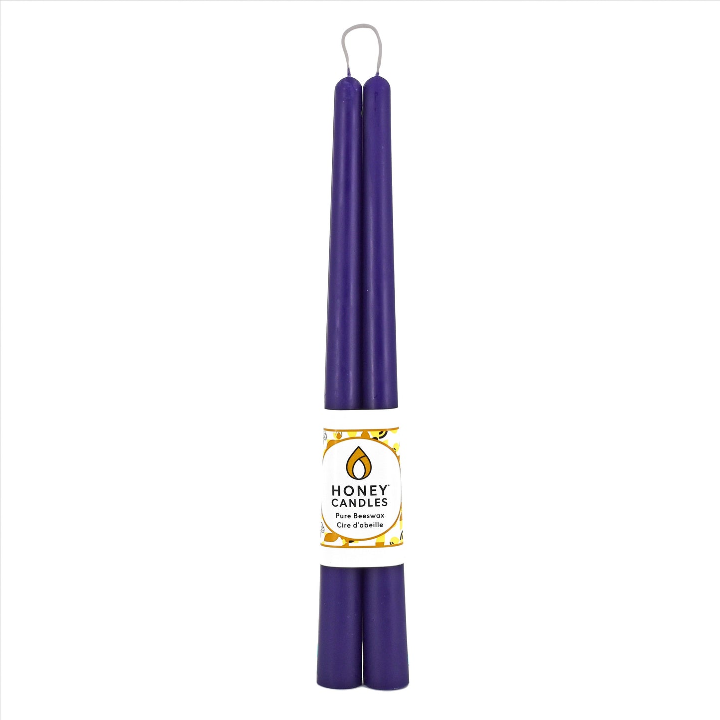 Pair of 12 Inch Violet Beeswax Taper Candles