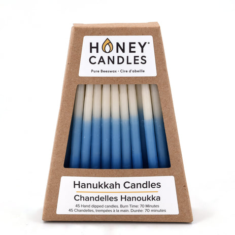 Beeswax Hanukkah Candles - White/Blue