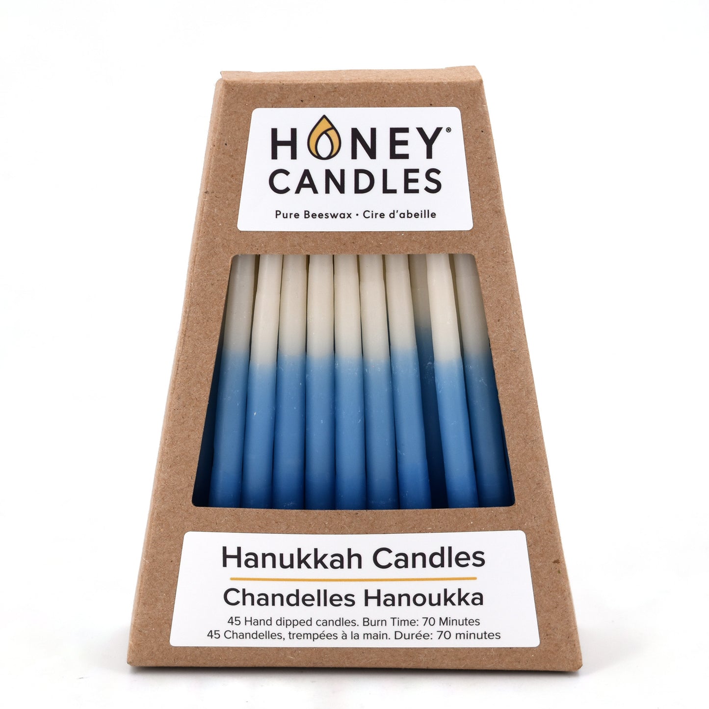 Beeswax Hanukkah Candles - White/Blue
