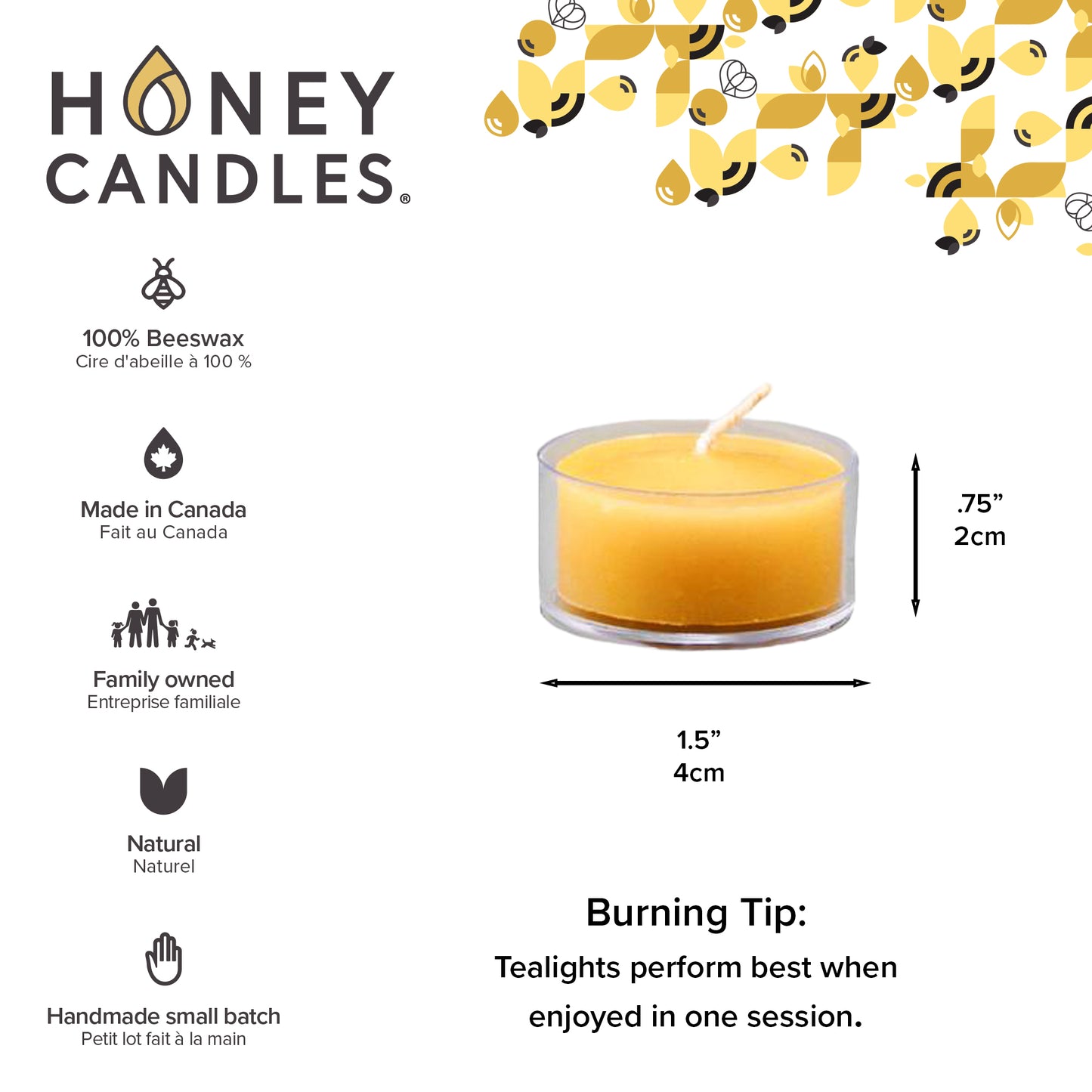 Natural Beeswax Tealight Candle - Clear Cup