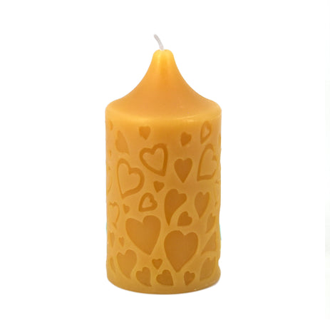 Natural Beeswax Heart Pillar