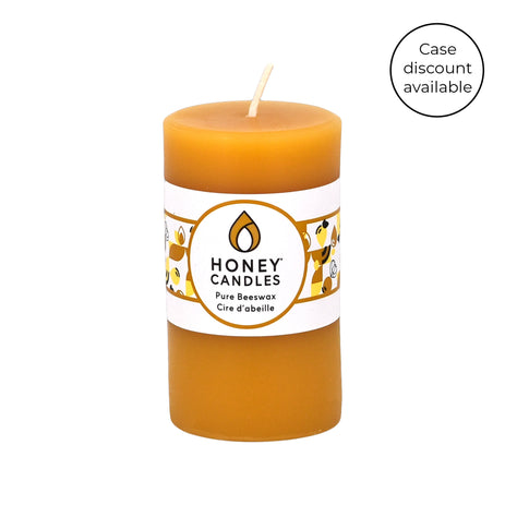 Small Round Natural Beeswax Pillar Candle