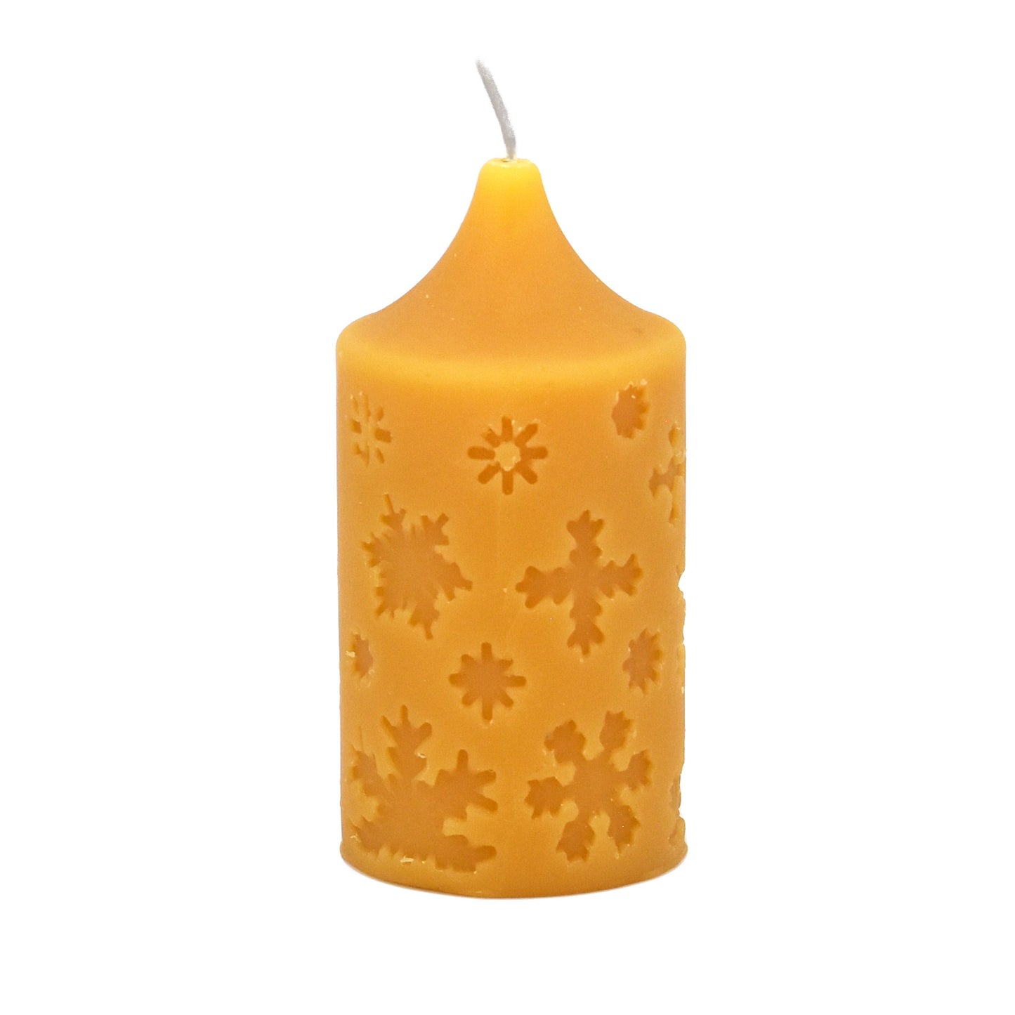 Natural Beeswax Snowflake Pillar