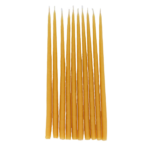 10 Pack of 8 Inch Natural Beeswax Thin Tapers