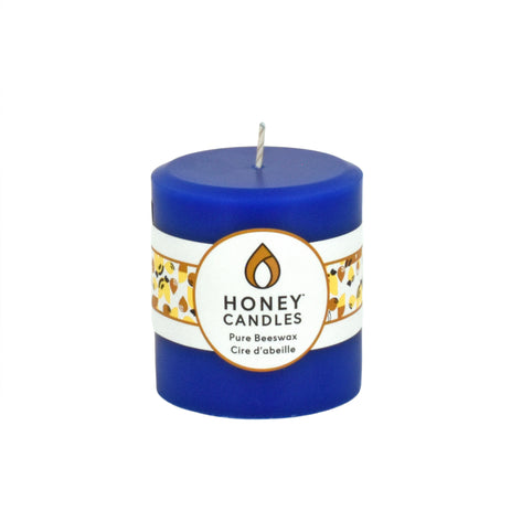 Round Blue Beeswax Pillar Candle