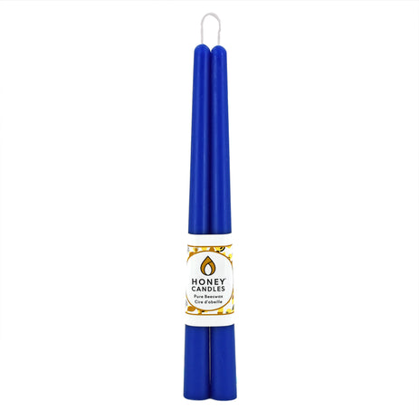 Pair of 12 Inch Blue Beeswax Taper Candles