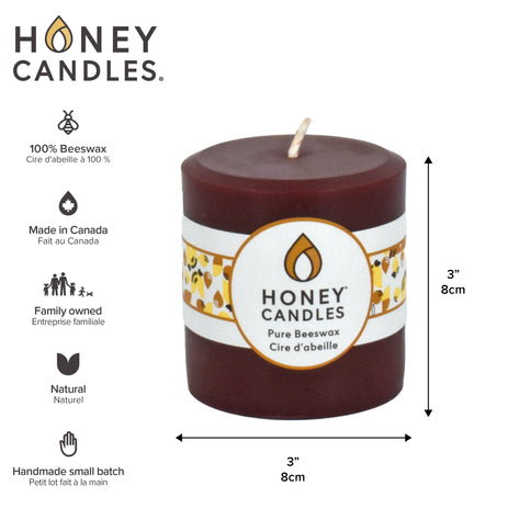 Round Dark Brown Beeswax Pillar Candle