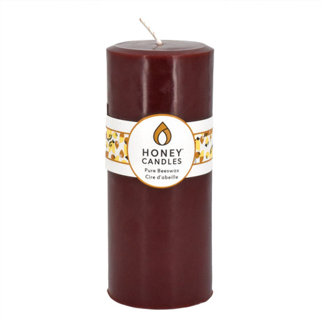 Round Dark Brown Beeswax Pillar Candle