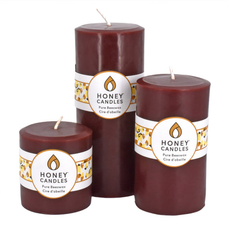 Round Dark Brown Beeswax Pillar Candle