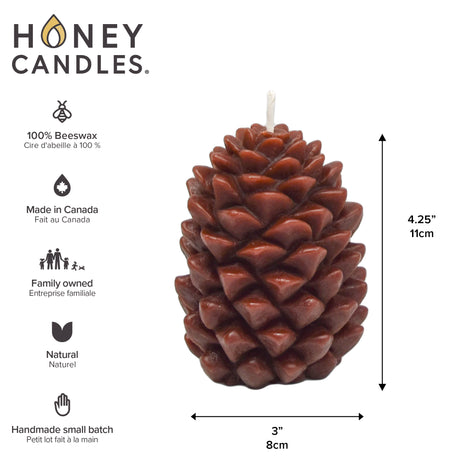 Brown Beeswax Ponderosa Pine Cone Candle