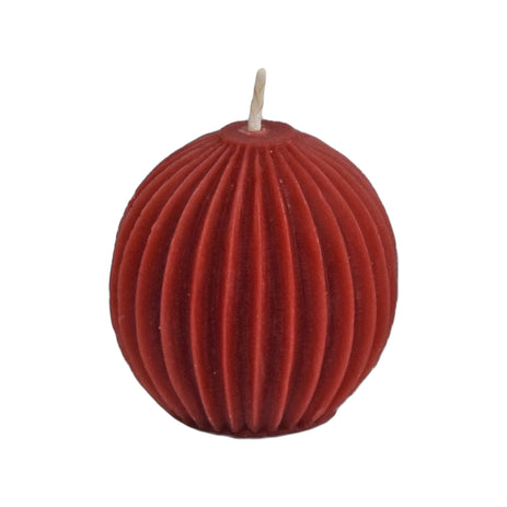 Burgundy Beeswax Fluted Sphere Candle