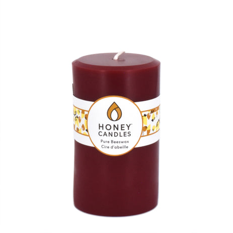 Round Burgundy Beeswax Pillar Candle