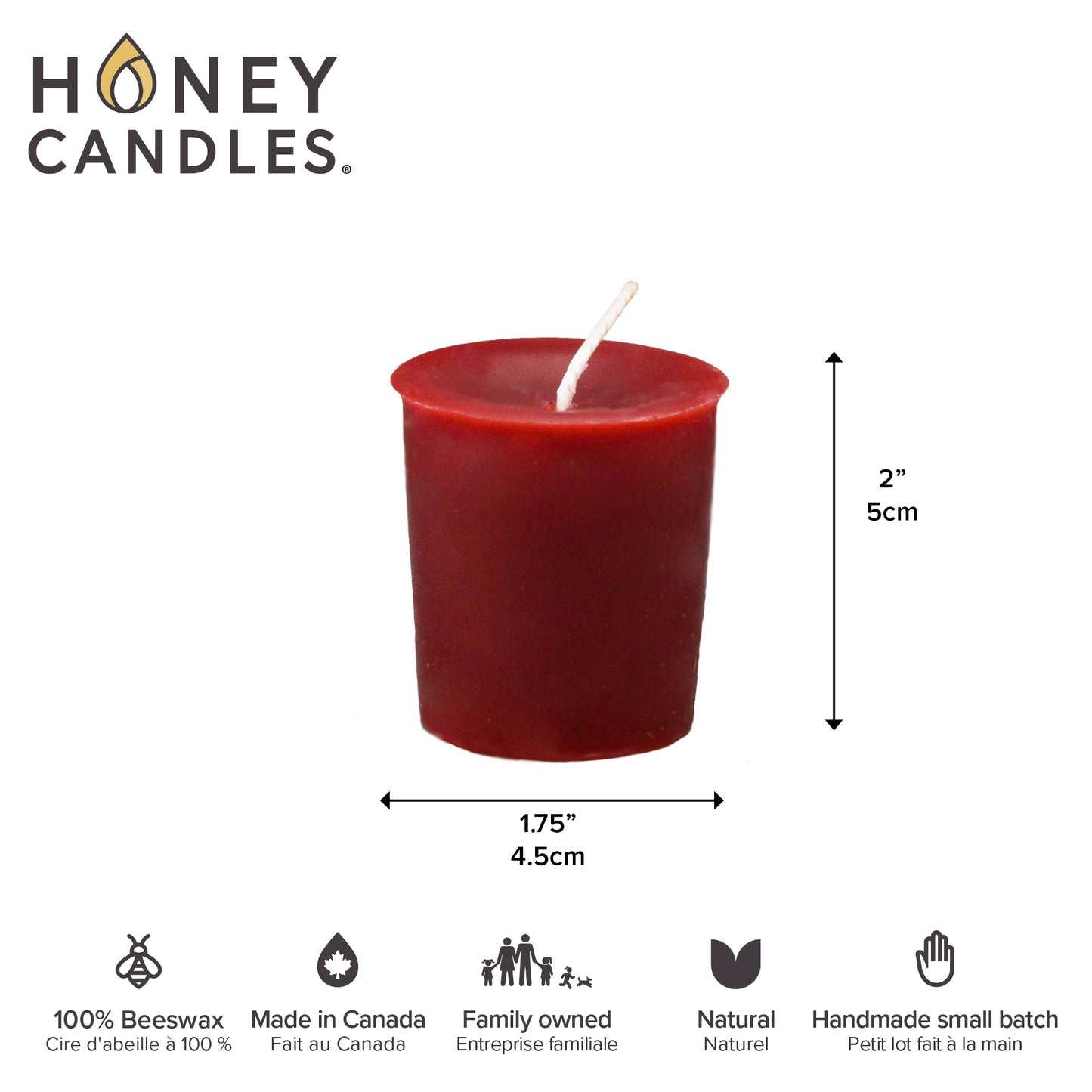 Burgundy Beeswax Votive Candle