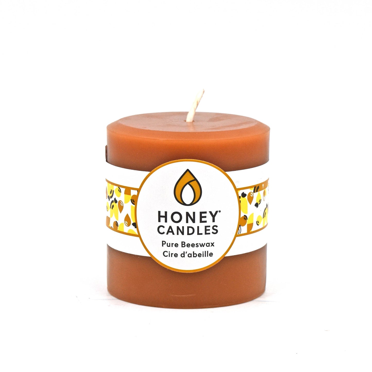Round Caramel Beeswax Pillar Candle