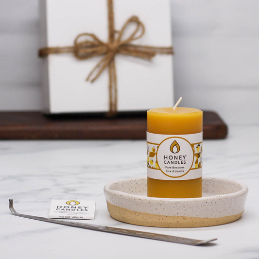 Eek Pottery x Honey Candles Small Pillar Gift Set