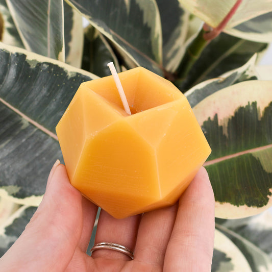 Natural Beeswax Faceted Orb Candle