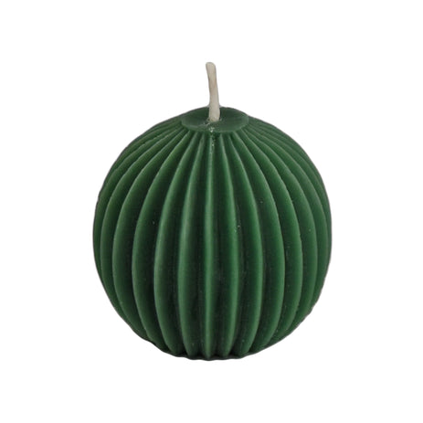 Forest Green Beeswax Fluted Sphere Candle