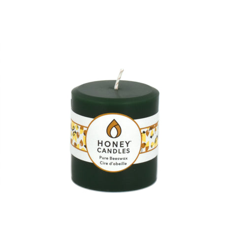 Round Forest Green Beeswax Pillar Candle