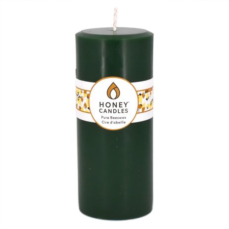 Round Forest Green Beeswax Pillar Candle