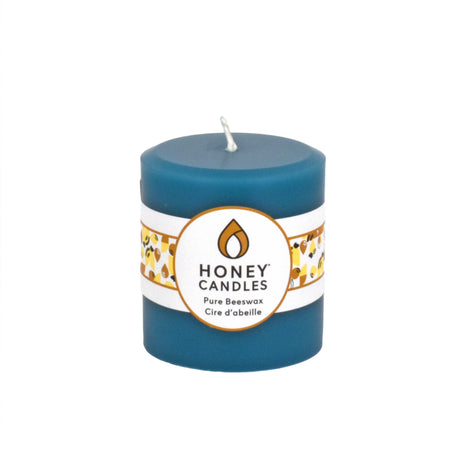 Round Glacier Teal Beeswax Pillar Candle