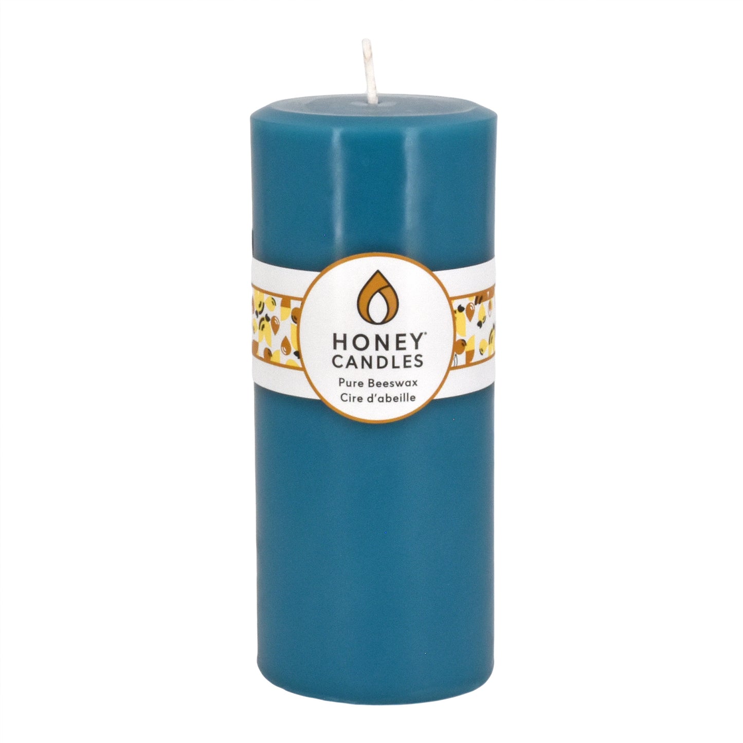 Round Glacier Teal Beeswax Pillar Candle