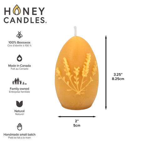 Natural Beeswax Lavender Egg Candle