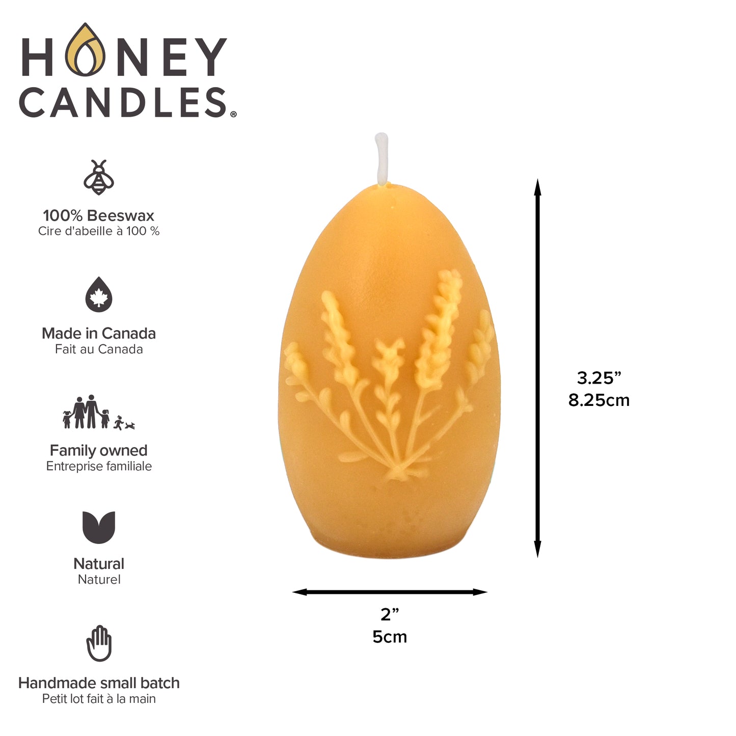 Natural Beeswax Lavender Egg Candle