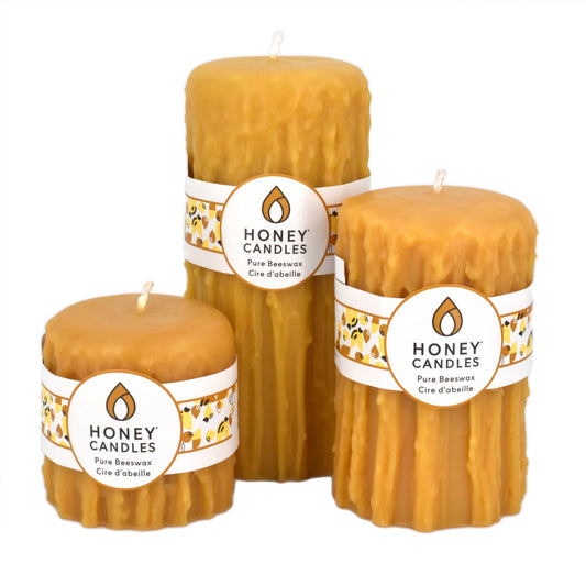 Natural Beeswax Heritage Drip Pillar Candle