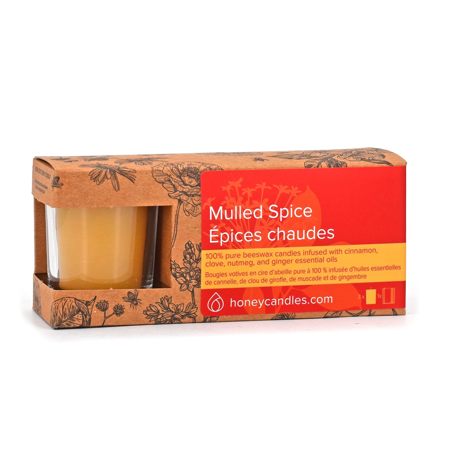 3 Pack of Mulled Spice Beeswax Votive Candles