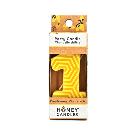 Number 1 Natural Beeswax Party Candle